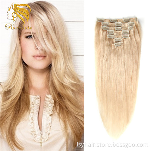 Wholesale Blonde Seamless Clip In Remy human Hair Extensions For White Women